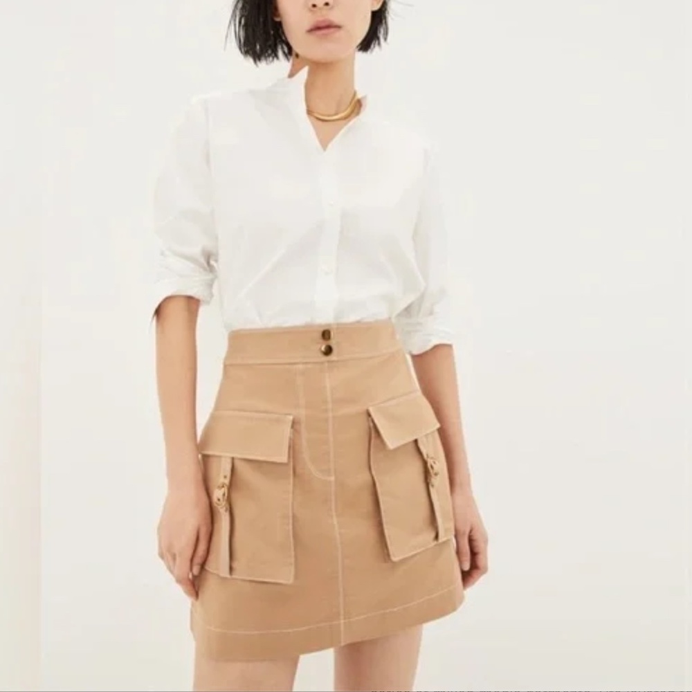 Veronica Beard Jennings Combo Mini Dress White Khaki Size 4